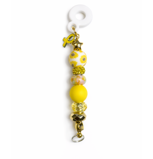 Handmade Beaded Yellow Straw Accessory With Ribbon Charm Support Chronic & Rare Disease Awareness