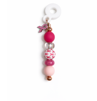 Handmade Beaded Pink Straw Accessory With Ribbon Charm Support Chronic & Rare Disease Awareness