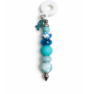 Handmade Beaded Teal Straw Accessory With Ribbon Charm Support Chronic & Rare Disease Awareness
