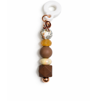 Handmade Beaded Brown Straw Accessory With Ribbon Charm Support Chronic & Rare Disease Awareness