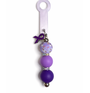 Handmade Beaded Purple Straw Accessory With Ribbon Charm Support Chronic & Rare Disease Awareness