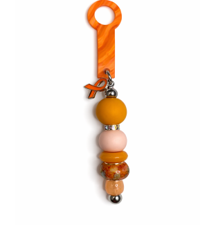 Handmade Beaded Orange Straw Accessory With Ribbon Charm Support Chronic & Rare Disease Awareness