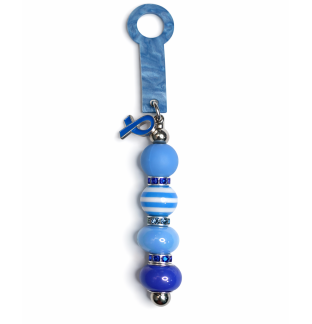 Handmade Beaded Blue Straw Accessory With Ribbon Charm Support Chronic & Rare Disease Awareness
