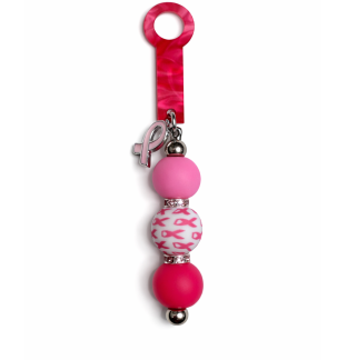 Handmade Beaded Pink Ribbon Straw Accessory With Ribbon Charm Support Chronic & Rare Disease Awareness