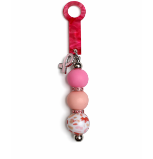 Handmade Beaded Light Pink Ribbon Straw Accessory With Ribbon Charm Support Chronic & Rare Disease Awareness