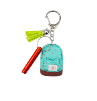 2D Acrylic Teal Backpack Keychain w/Red Safety Whistle Green Tassel Nonprofit Support ( Copy )