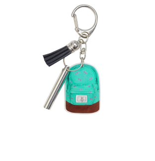 2D Acrylic Teal Backpack Keychain w/Silver Safety Whistle Black Tassel Chronic Rare Invisible Illness