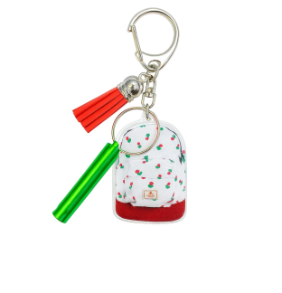 2D Acrylic White Backpack Keychain w/Green Safety Whistle Red Tassel Chronic Rare Invisible Illness