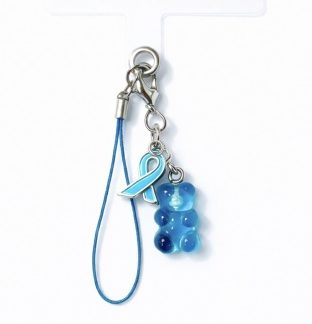 Handmade Blue Gummy Bear & Ribbon Handmade Phone Lanyard & Charm Accessory Chronic Rare Invisible Illness Awareness & Support