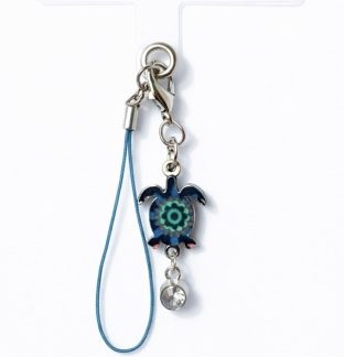 Blue Teal Green Turtle With Clear Charm Handmade Phone Lanyard & Charm Accessory Chronic Rare Invisible Illness Awareness & Support