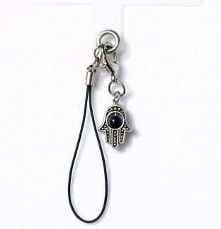 Silver & Black Hamsa Handmade Phone Lanyard & Charm Accessory Chronic Rare Invisible Illness Awareness & Support