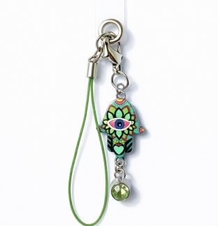 Green Hamsa Handmade Phone Lanyard & Charm Accessory Chronic Rare Invisible Illness Awareness & Support