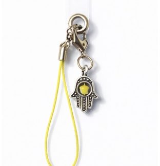 Silver & Yellow Hamsa Handmade Phone Lanyard & Charm Accessory Chronic Rare Invisible Illness Awareness & Support