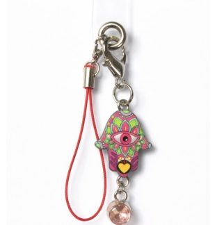 Pink & Green Hamsa Handmade Phone Lanyard & Charm Accessory Chronic Rare Invisible Illness Awareness & Support