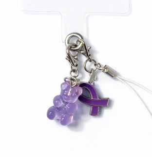 Purple Gummy Bear & Ribbon Hamsa Handmade Phone Lanyard & Charm Accessory Chronic Rare Invisible Illness Awareness & Support