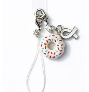 White Donut & Ribbon Handmade Phone Lanyard & Charm Accessory Chronic Rare Invisible Illness Awareness & Support