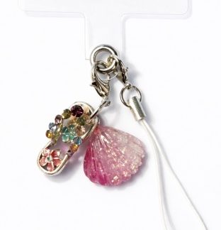 Rainbow Flip Flop & Pink Shell Charm Handmade Phone Lanyard & Charm Accessory Chronic Rare Invisible Illness Awareness & Support