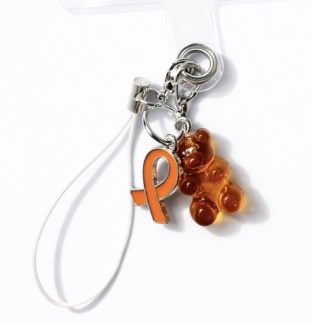 Orange Gummy Bear & Ribbon Charm Handmade Phone Lanyard & Charm Accessory Chronic Rare Invisible Illness Awareness & Support