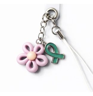 Purple Flower & Teal Ribbon Charm Handmade Phone Lanyard & Charm Accessory Chronic Rare Invisible Illness Awareness & Support