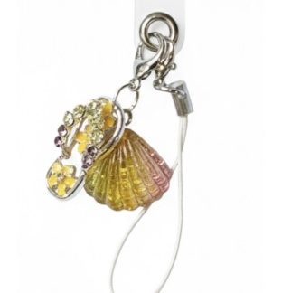 Yellow Pink Shell & Flip Flop Handmade Phone Lanyard & Charm Accessory Chronic Rare Invisible Illness Awareness & Support