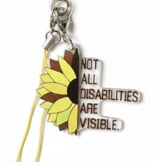 Yellow & Brown NOT ALL DISABILITIES ARE VISIBLE Handmade Phone Lanyard & Charm Accessory Chronic Rare Invisible Illness Awareness & Support