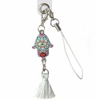 Teal Purple Red Hamsa With Tassel Handmade Phone Lanyard & Charm Accessory Chronic Rare Invisible Illness Awareness & Support