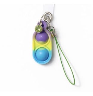 Purple Yellow Blue Snap Fidget With Green Charm Handmade Phone Lanyard & Charm Accessory Chronic Rare Invisible Illness Awareness & Support