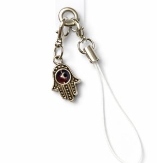 Silver and Brown Hamsa Charm Handmade Phone Lanyard & Charm Accessory Chronic Rare Invisible Illness Awareness & Support