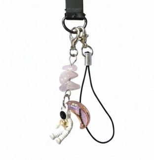 Pink Astronaut Moon Charm Handmade Phone Lanyard & Charm Accessory Chronic Rare Invisible Illness Awareness & Support