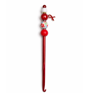 Handmade Red Tropical Flower Crochet Hook For Crafter Support Chronic, Rare & Invisible Illness Awareness