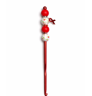 Handmade Red Flower Crochet Hook For Crafter Support Chronic, Rare & Invisible Illness Awareness