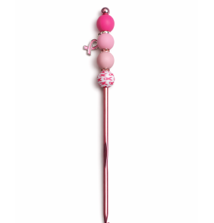 Handmade Pink Ribbon Crochet Hook For Crafter Support Chronic, Rare & Invisible Illness Awareness