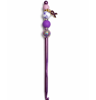 Handmade Purple Gold Crochet Hook For Crafter Support Chronic, Rare & Invisible Illness Awareness