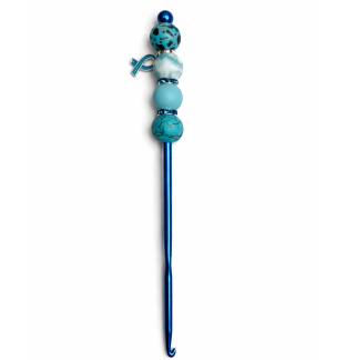 Handmade Teal Marbled Crochet Hook For Crafter Support Chronic, Rare & Invisible Illness Awareness