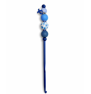 Handmade Blue Flower Crochet Hook For Crafter Support Chronic, Rare & Invisible Illness Awareness