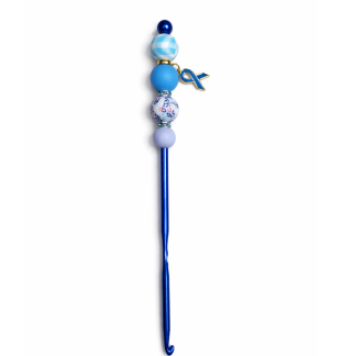 Handmade Blue Crochet Hook For Crafter Support Chronic, Rare & Invisible Illness Awareness