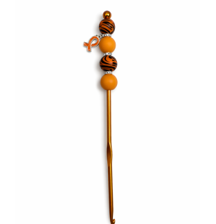 Handmade Orange Tiger Crochet Hook For Crafter Support Chronic, Rare & Invisible Illness Awareness