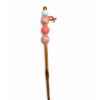 Handmade Orange Floral Crochet Hook For Crafter Support Chronic, Rare & Invisible Illness Awareness