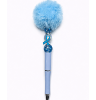 Handmade Light Blue Pom-Pom Cute, Fun & Full of Heart Support & Awareness