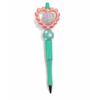 Handmade Teal Bead Pen Orange Heart Cute, Fun & Full of Heart Support & Awareness