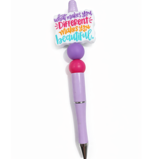 What Makes You Different Makes You Beautiful Handmade Purple Pink Beaded Pen Cute, Fun & Full of Heart Support & Awareness