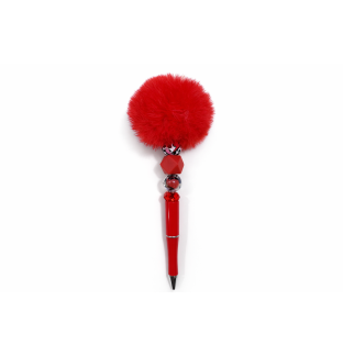 Handmade Red Pom-Pom Pen Cute, Fun & Full of Heart Support & Awareness