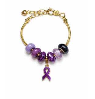 Chronic & Invisible Illness Purple Ribbon Mental Health Awareness Gold Bracelet