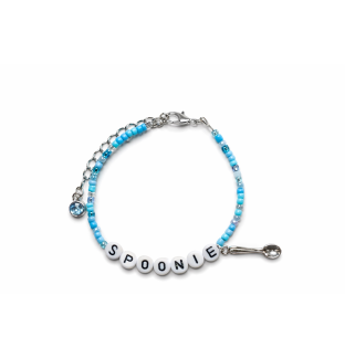 Light Blue Spoonie Bracelet with Spoon Charm – Chronic Illness & Rare and Invisible Disabilities Awareness Jewelry