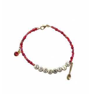 Red Spoonie Bracelet with Spoon Charm – Chronic Illness & Rare and Invisible Disabilities Awareness Jewelry