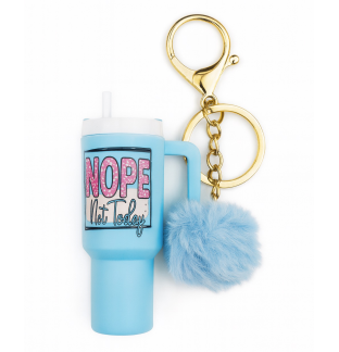 Nope Not Today Light Blue Mini Tumbler Keychain Pill Holder Purse & Bag Accessory Support & Spread Awareness