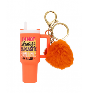 I'm Not Always Sarcastic Sometimes I'm Asleep Orange Mini Tumbler Keychain Pill Holder Purse & Bag Accessory Support & Spread Awareness