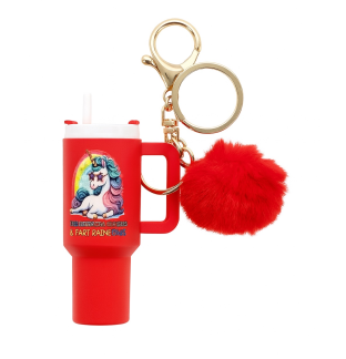 I Pee Glitter Sh#t Cupcakes & Fart Rainbows Red Mini Tumbler Keychain Pill Holder Purse & Bag Accessory Support & Spread Awareness