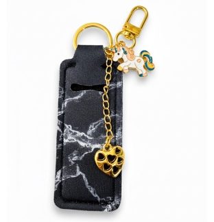 Black Lip Balm Holder Keychain Sleeve Rare, Chronic & Invisible Illness Support & Awareness