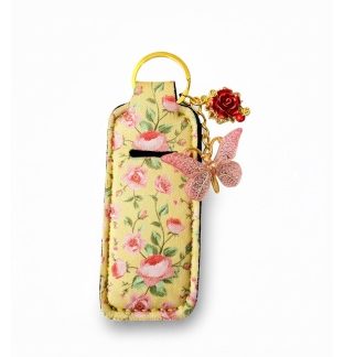 Yellow Floral Lip Balm Holder Keychain Sleeve Rare, Chronic & Invisible Illness Support & Awareness